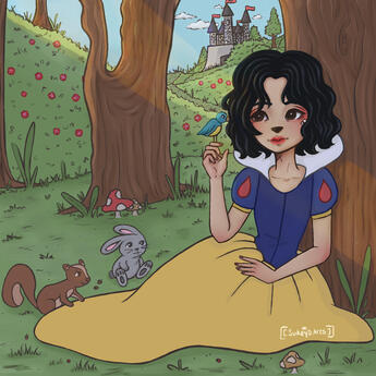 This is a fanart of Snow White and her animal friends. Created in 2021
