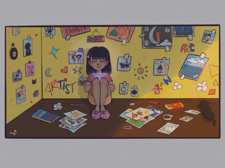 This is an original artwork inspired by young artists. Created in 2021