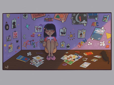 This is an original artwork inspired by young artists. Created in 2021