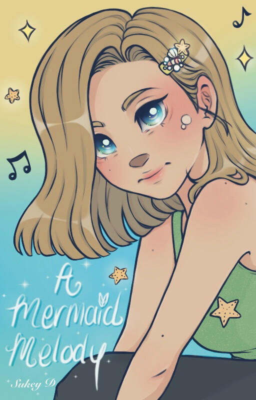 This is an Original art of a Mermaid who turned into a human to become a singer on land. Created in 2023.