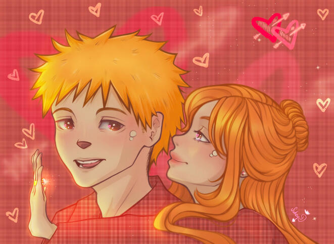 This is a fanart of the character Ichigo & Orihime from Bleach. Created in 2022.