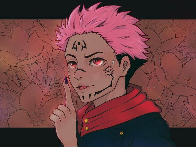 This is a fanart of Sukuna from JJK. I created this in 2023.