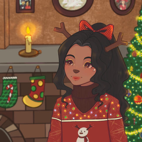 This is an original character artwork for the start of the Christmas season. Created in 2021.