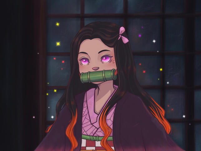 This is a fanart of Nezuko from Demon Slayer. Created in 2021.